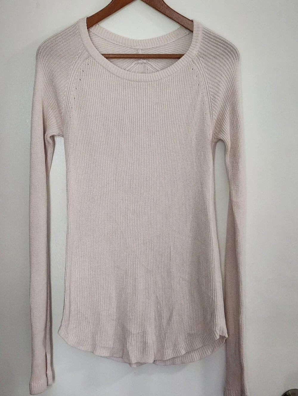 Lululemon Sweater Long Sleeve Pale Pink Ribbed Size Medium